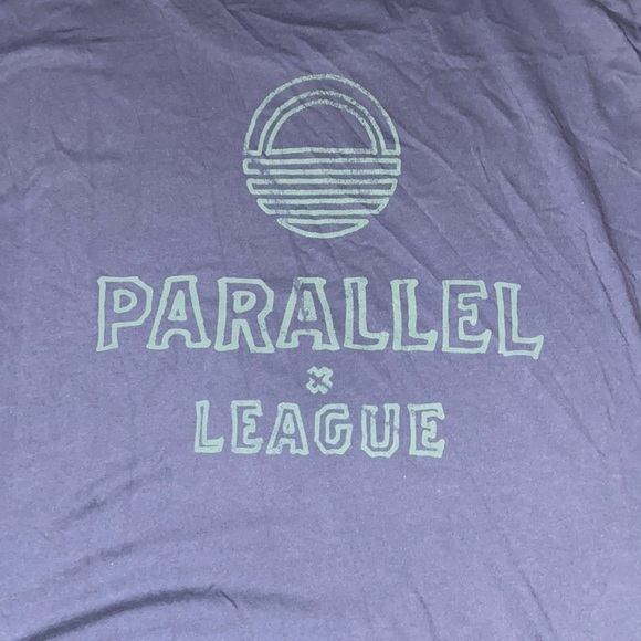 Parallel x League blue and green REVERSE PRINT LOGO TEE size medium. NWT - Picture 2 of 3